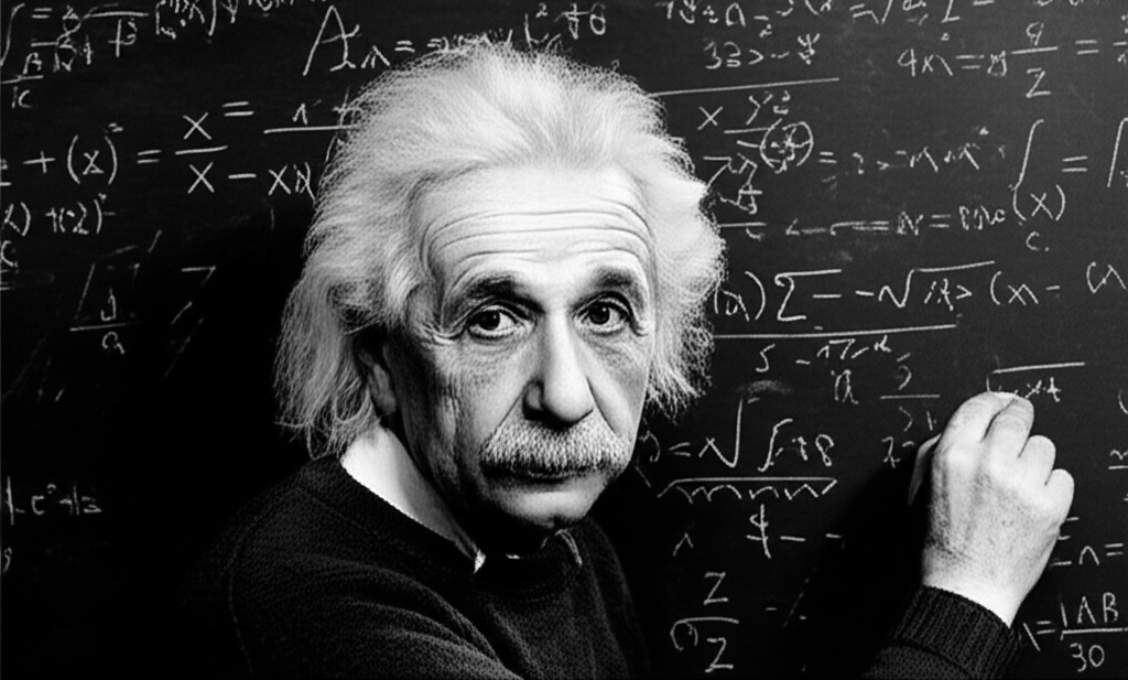 Albert Einstein at Chalkboard